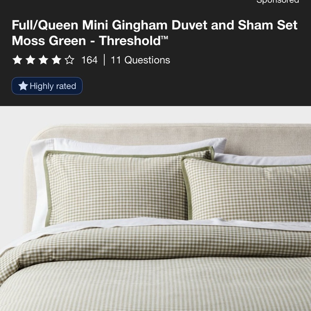 Threshold Green Gingham Bedding Set